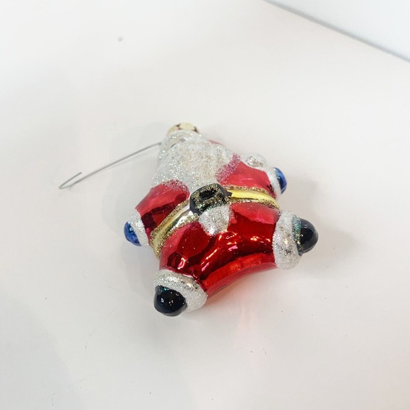 Star Shaped Santa Christmas Glitter Glass Ornament Tree 3 Inch - Picture 3 of 5